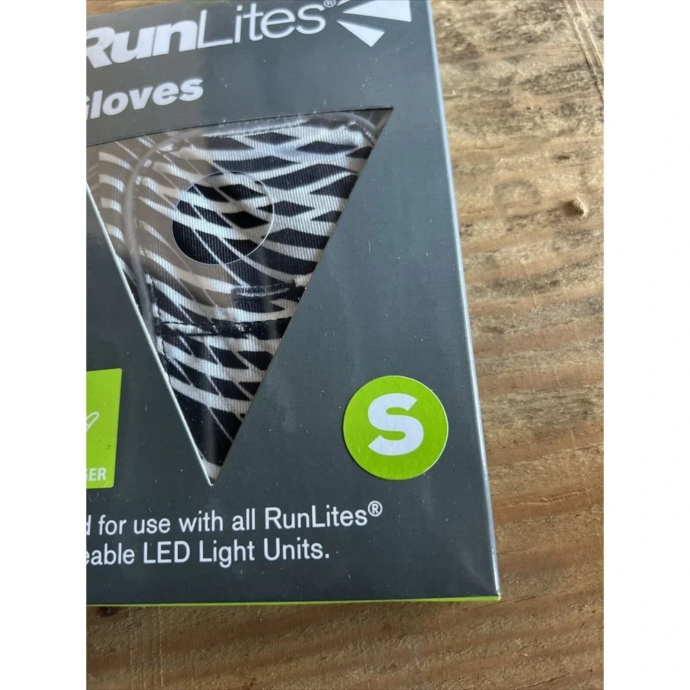 RunLites Zebra Print Fingerless Light‎ Gloves Size S With battery